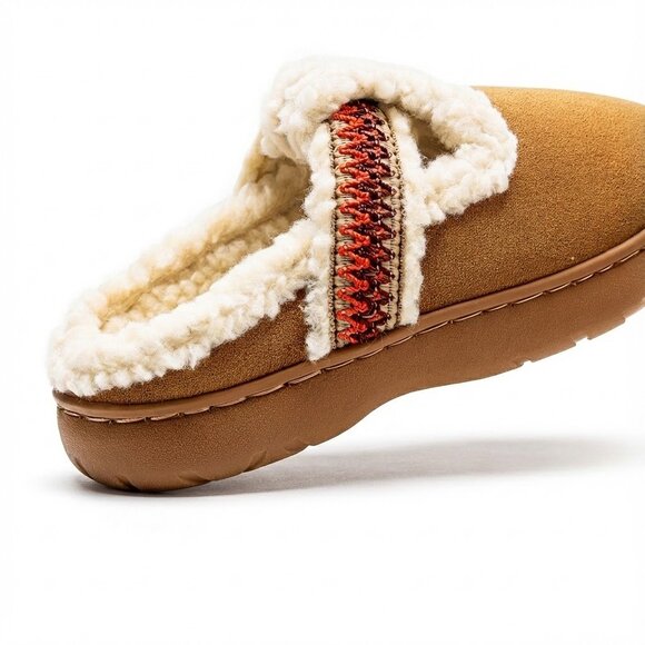 Women's Cozy Suede Scuff Slippers& Plush Faux Fur Lined Slip-On Mules - Picture 5 of 6